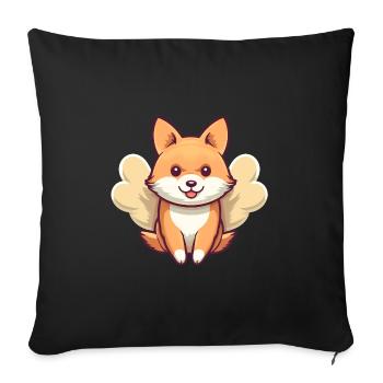 Shiba Inu Ange avec des ailes - Housse de coussin décorative 45 x 45 cm - noir - Devant
