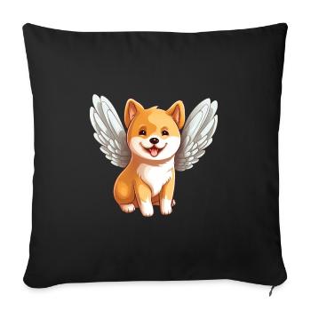Süßer Shiba Inu-Engel im Comic-Stil - perfekt für - Sofakissenbezug 45 x 45 cm - Schwarz - Vorne