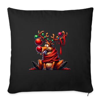 Weihnachten Rentier Lichterkettenpanne - Sofakissenbezug 45 x 45 cm - Schwarz - Vorne