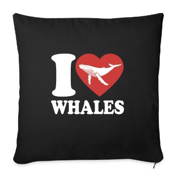 J’aime les baleines - baleine - baleine à bosse - cadeau - Housse de coussin décorative 45 x 45 cm - noir - Devant