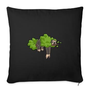 Paresseux endormi accroché chemise drôle d'animal - Housse de coussin décorative 45 x 45 cm - noir - Devant