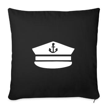 Kapitänsmütze für Skipper Segler Yacht Jolle Boot - Sofakissenbezug 45 x 45 cm - Schwarz - Vorne