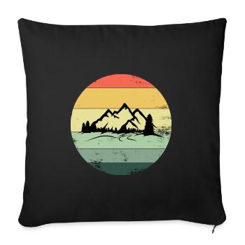 Vintage mountains mountains hiking landscape - Sofa pillowcase 17,3'' x 17,3'' (45 x 45 cm) - black - Front