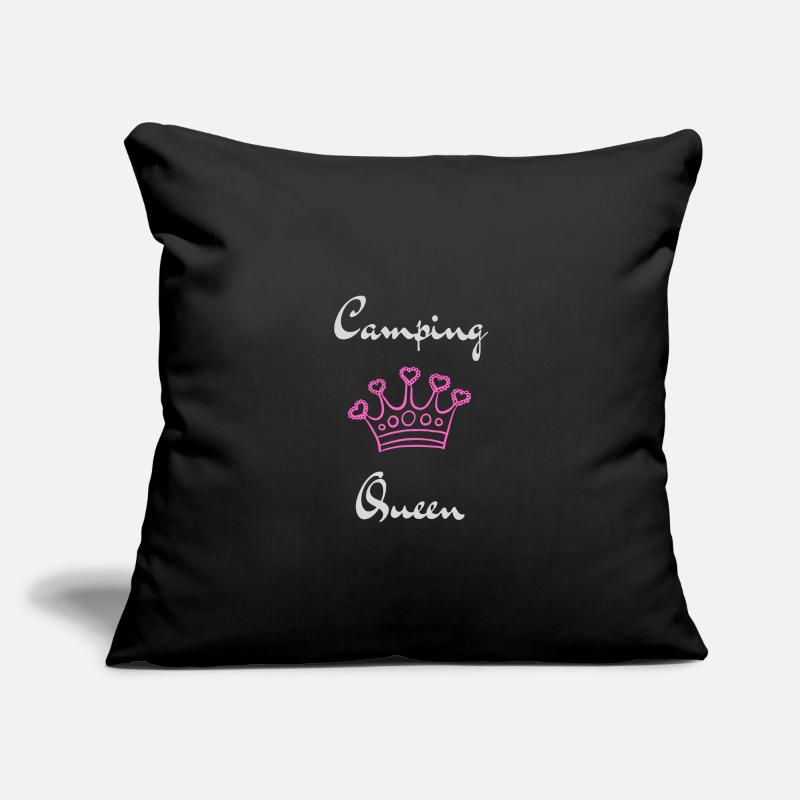 Camping Queen Version 2 (impression blanche) Housse de coussin décorative 45 x 45 cm