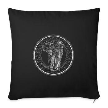 Éléphant avec des motifs africains - Housse de coussin décorative 45 x 45 cm - noir - Devant