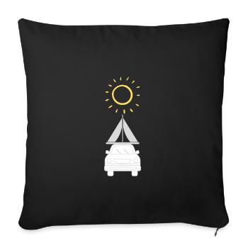 Roof tent camping, sun - Sofa pillowcase 17,3'' x 17,3'' (45 x 45 cm) - black - Front