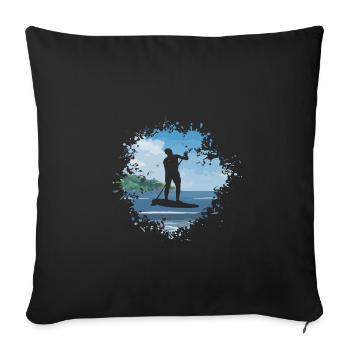 Stand Up Paddle, SUP, Surf, Eau; mer d'été - Housse de coussin décorative 45 x 45 cm - noir - Devant