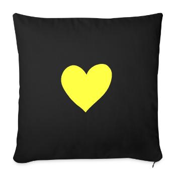 Yellow Heart Gift Idea - Sofa pillowcase 17,3'' x 17,3'' (45 x 45 cm) - black - Front