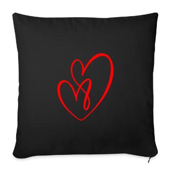 Verschlungene Herzen - rot - Sofakissenbezug 45 x 45 cm - Schwarz - Vorne