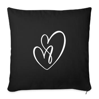 Verschlungene Herzen - weiß - Sofakissenbezug 45 x 45 cm - Schwarz - Vorne