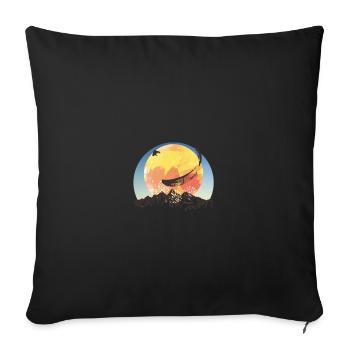 Parapente montagne liberté parapente lune - Housse de coussin décorative 45 x 45 cm - noir - Devant
