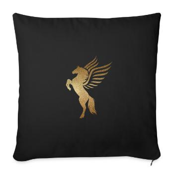 Goldenes Pferdemotiv mit Flügeln - Horse - Sofakissenbezug 45 x 45 cm - Schwarz - Vorne