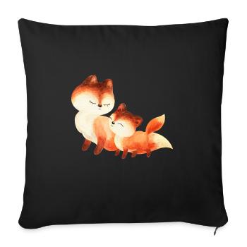 Fox foxes foxy forest animal family red fox cute - Sofa pillowcase 17,3'' x 17,3'' (45 x 45 cm) - black - Front