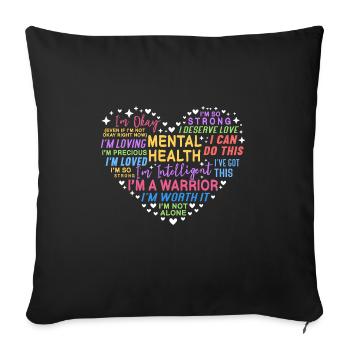 Anxiety Depression Mental Health - Sofa pillowcase 17,3'' x 17,3'' (45 x 45 cm) - black - Front