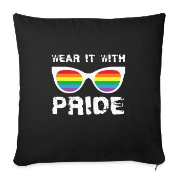 LBGT Flag Gay Pride Human Wear it with Pride - Sofa pillowcase 17,3'' x 17,3'' (45 x 45 cm) - black - Front