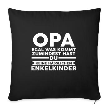 Großvater Enkelkinder Opa - Sofakissenbezug 45 x 45 cm - Schwarz - Vorne