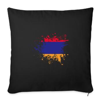 Drapeau arménien Arménie - Housse de coussin décorative 45 x 45 cm - noir - Devant