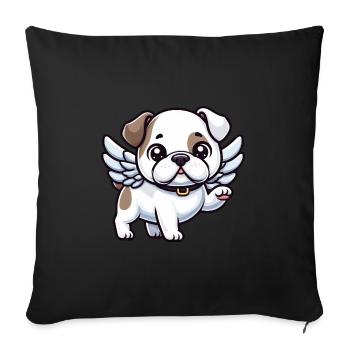 Süßer amerikanischer Bulldoggen-Engel im Comic-Sti - Sofakissenbezug 45 x 45 cm - Schwarz - Vorne
