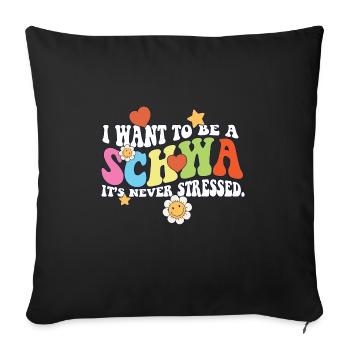 Professeur d’anglais Je veux être un Schwa ELA Life - Housse de coussin décorative 45 x 45 cm - noir - Devant