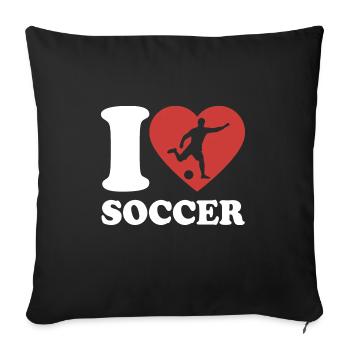 J’aime le football - Coeur - Hobby - Housse de coussin décorative 45 x 45 cm - noir - Devant