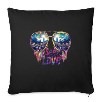 Voir avec amour l’égalité fierté Design - Housse de coussin décorative 45 x 45 cm - noir - Devant