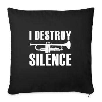 Trompette - Housse de coussin décorative 45 x 45 cm - noir - Devant