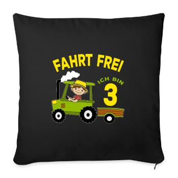 Tractor Birthday Motif 3 Years Boy Gift - Sofa pillowcase 17,3'' x 17,3'' (45 x 45 cm) - black - Front