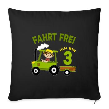 Tractor Birthday Motif 3 Years Boys Gift - Sofa pillowcase 17,3'' x 17,3'' (45 x 45 cm) - black - Front
