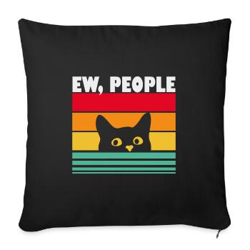 ew people cat - Housse de coussin décorative 45 x 45 cm - noir - Devant