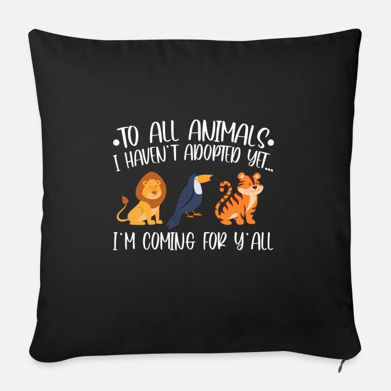 Adoption d'animaux - Housse de coussin décorative 45 x 45 cm - noir