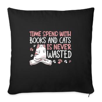 Les amateurs de livres de chats lisent des livres - Housse de coussin décorative 45 x 45 cm - noir - Devant
