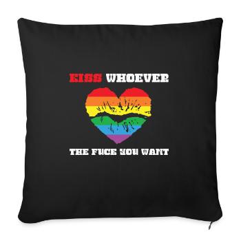 LBGT Flag Gay Pride Kiss whoever you want - Sofa pillowcase 17,3'' x 17,3'' (45 x 45 cm) - black - Front