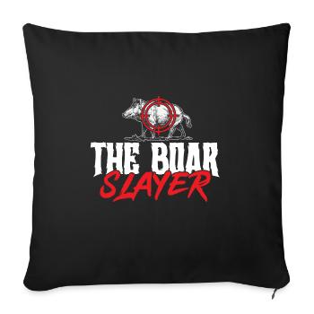 Chasse au sanglier chasseur sanglier - Housse de coussin décorative 45 x 45 cm - noir - Devant