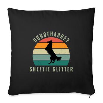 Sheltie Glitter Retro Sunset - Sofakissenbezug 45 x 45 cm - Schwarz - Vorne