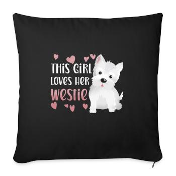 West Highland White Terrier Westie - Housse de coussin décorative 45 x 45 cm - noir - Devant
