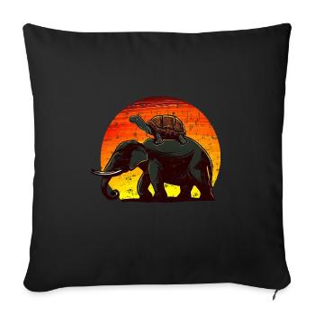 Elephant Turtle Sunset Design - Sofa pillowcase 17,3'' x 17,3'' (45 x 45 cm) - black - Front