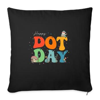 Happy Dot Day Groovy Hippie Gnome Mushroon Flowers - Sofa pillowcase 17,3'' x 17,3'' (45 x 45 cm) - black - Front