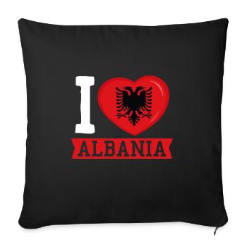 Drapeau albanais Aigle albanais Shqiponja - Housse de coussin décorative 45 x 45 cm - noir - Devant