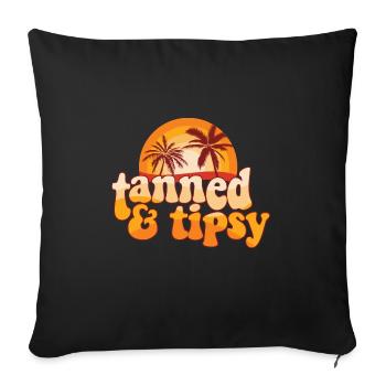 Summer Vibes Tanned And Tipsy Tropical Travel - Sofa pillowcase 17,3'' x 17,3'' (45 x 45 cm) - black - Front