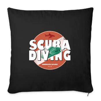 Logo de l’écusson de plongée sous-marine avec murène - Housse de coussin décorative 45 x 45 cm - noir - Devant