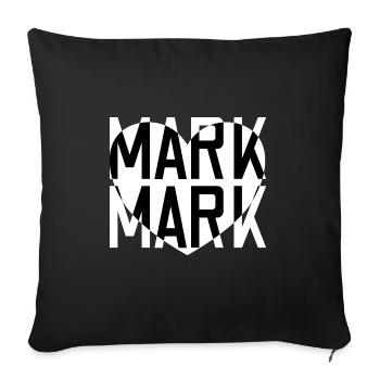 Marque nom T-shirt coeur idée cadeau - Housse de coussin décorative 45 x 45 cm - noir - Devant