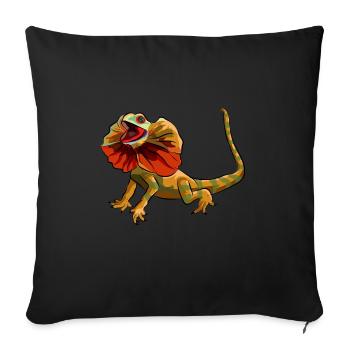 Lézard à collier Lézard à cou frillé Herpétologiste des reptiles - Housse de coussin décorative 45 x 45 cm - noir - Devant