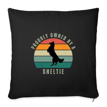 Proudly Owned by a Sheltie Retro Sunset - Sofakissenbezug 45 x 45 cm - Schwarz - Vorne
