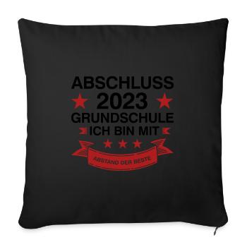 Grundschule Abschluss 2023 Schulabschluss Geschenk - Sofakissenbezug 45 x 45 cm - Schwarz - Vorne