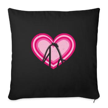 Theme Park Vacation Retro Vintage Heart Roller Coa - Sofa pillowcase 17,3'' x 17,3'' (45 x 45 cm) - black - Front