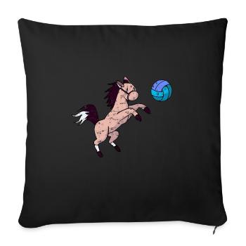 Süßes Pferd spielt Volleyball und Springt Grunge - Sofakissenbezug 45 x 45 cm - Schwarz - Vorne