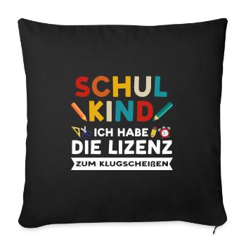 Schulkind Anfang Schulstart Geschenk - Sofakissenbezug 45 x 45 cm - Schwarz - Vorne