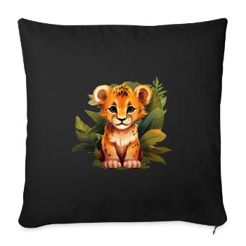 Young lion in the jungle - Cute lion cub - Sofa pillowcase 17,3'' x 17,3'' (45 x 45 cm) - black - Front