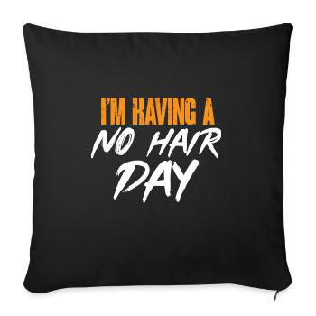 Tête chauve Calvitie Barbe Tête chauve - Housse de coussin décorative 45 x 45 cm - noir - Devant