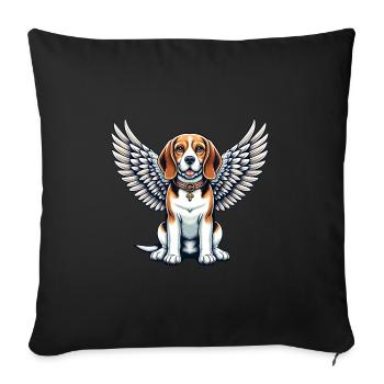 Beagle Angel - Chien mignon avec des ailes - Housse de coussin décorative 45 x 45 cm - noir - Devant